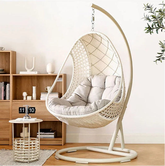 Pearl Rattan Garden Hanging Egg Chair with Stand, Garden Furniture Outdoor/Indoor