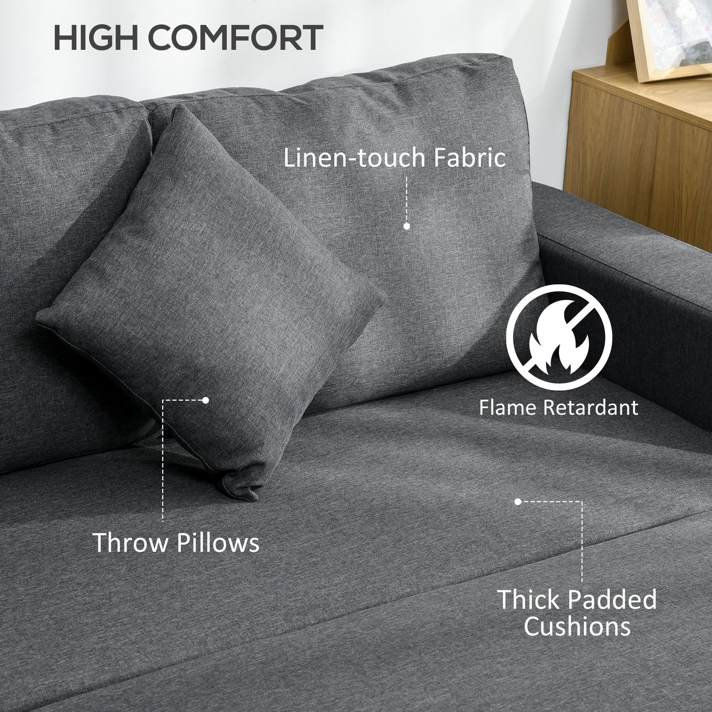 HOMCOM 3 Seater Sofa Bed with Storage, Delivered to Your Home for Free, Dark Grey