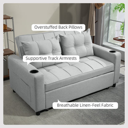 HOMCOM Two-Seater Pull-Out Sofa Bed