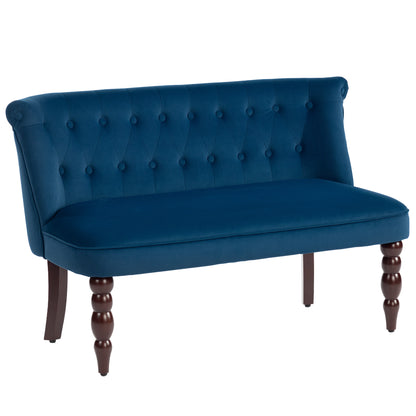 HOMCOM Velvet 2 Seater Sofa, Button Tufted Wingback Loveseat with Rubber Wood Legs for Living Room, Bedroom