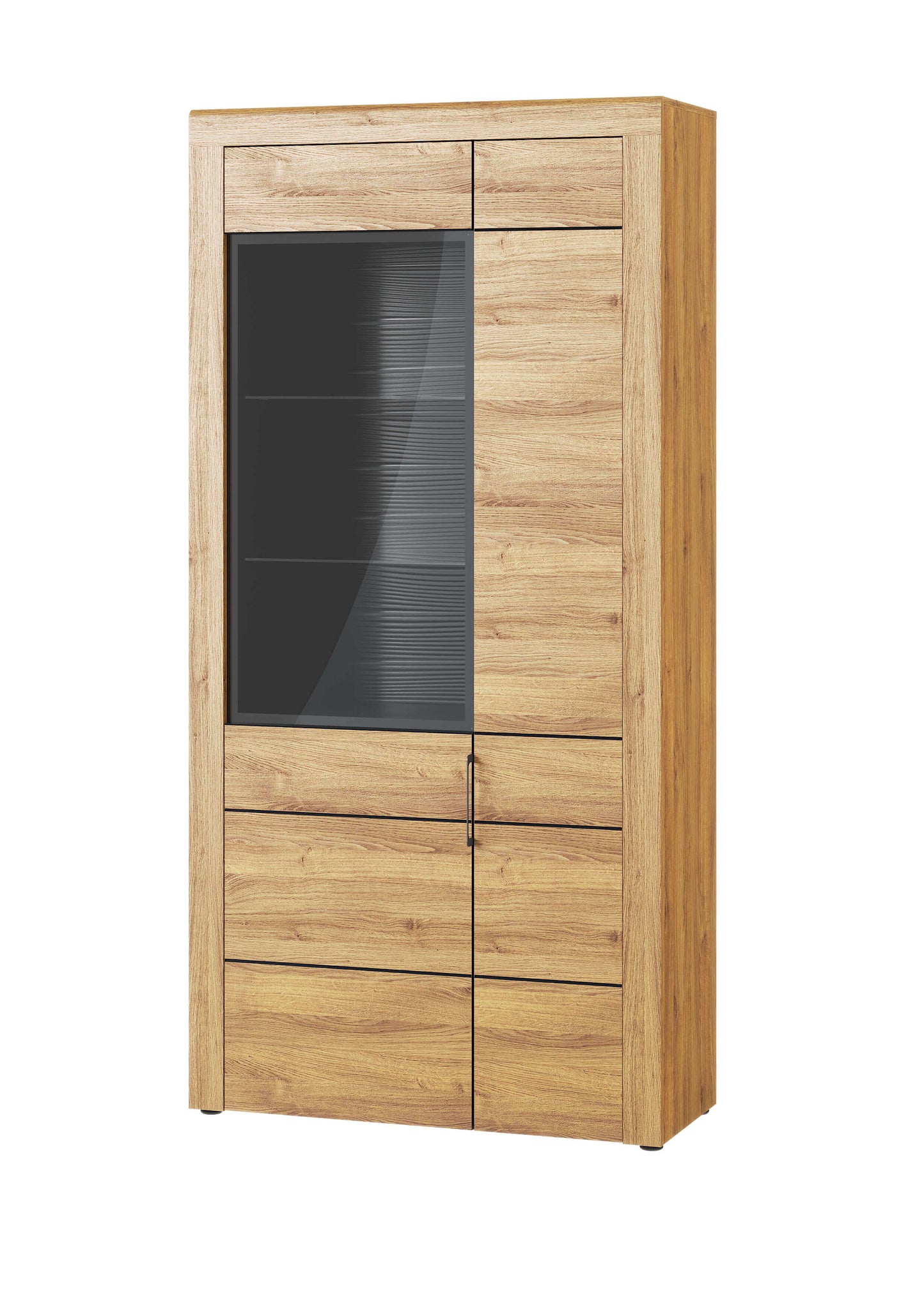 Large Oak Effect 2 Door Display Cabinet