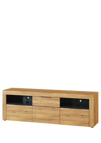 Large Oak TV cabinet with 2 drawers