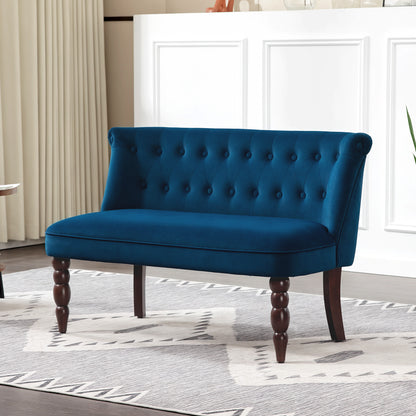 HOMCOM Velvet 2 Seater Sofa, Button Tufted Wingback Loveseat with Rubber Wood Legs for Living Room, Bedroom