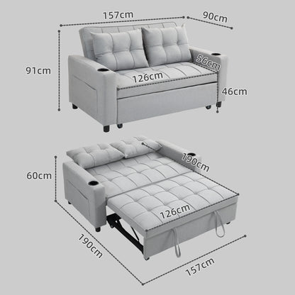 HOMCOM Two-Seater Pull-Out Sofa Bed