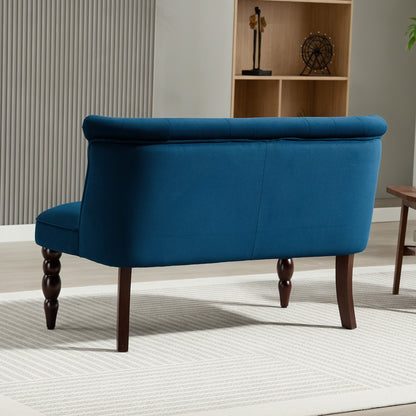 HOMCOM Velvet 2 Seater Sofa, Button Tufted Wingback Loveseat with Rubber Wood Legs for Living Room, Bedroom