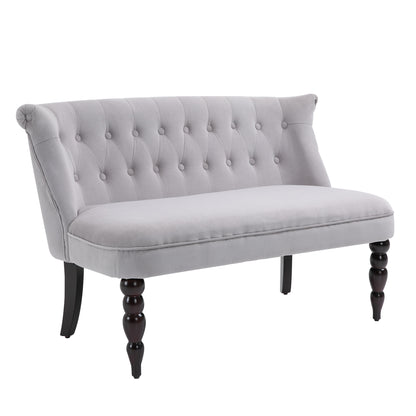 HOMCOM Velvet 2 Seater Sofa, Button Tufted Wingback Loveseat with Rubber Wood Legs for Living Room, Bedroom