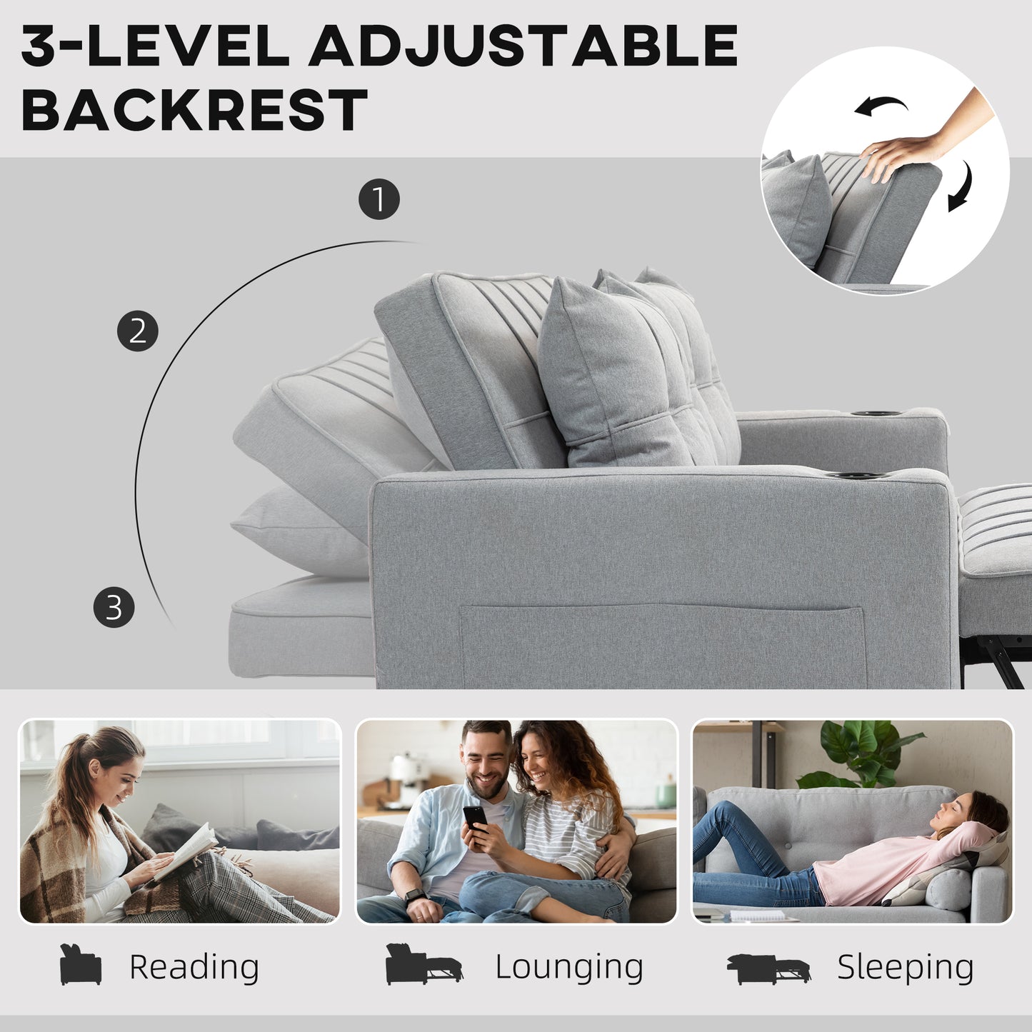 HOMCOM Two-Seater Pull-Out Sofa Bed