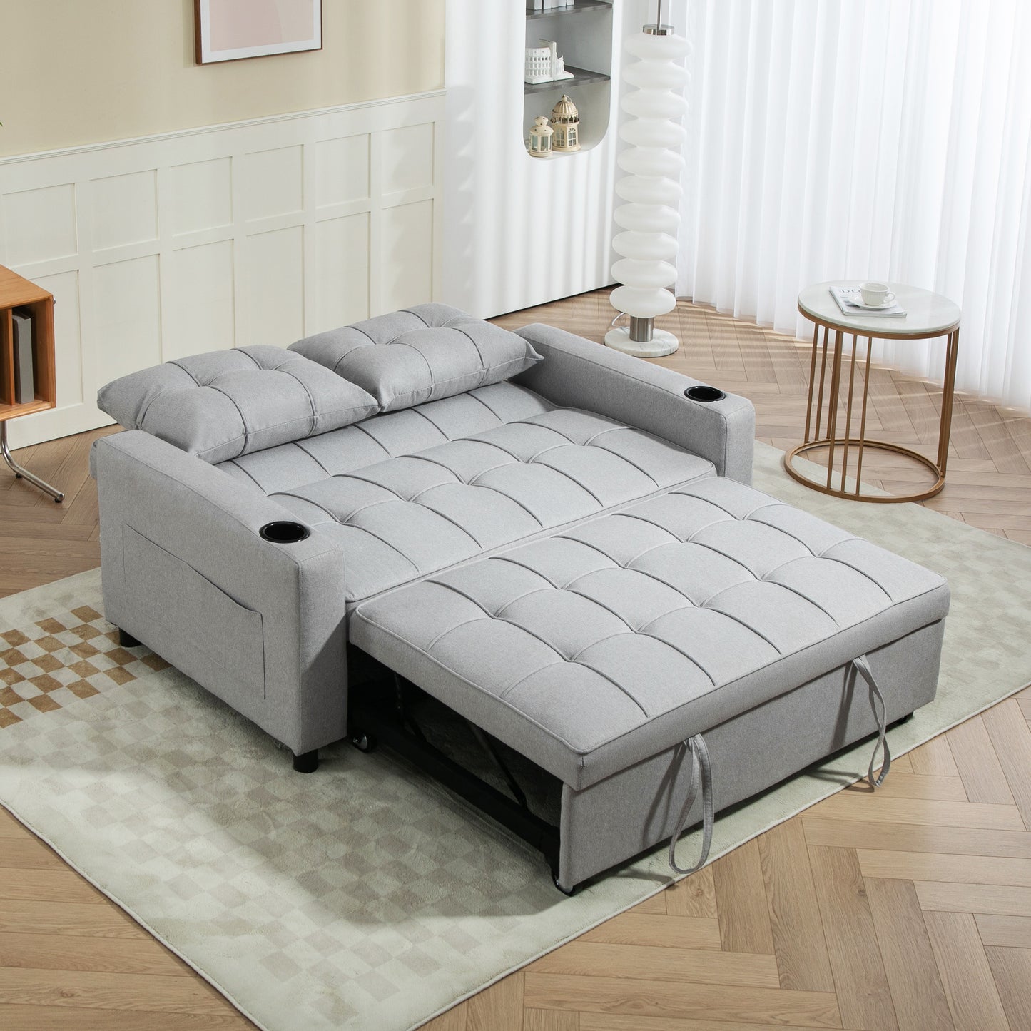 HOMCOM Two-Seater Pull-Out Sofa Bed