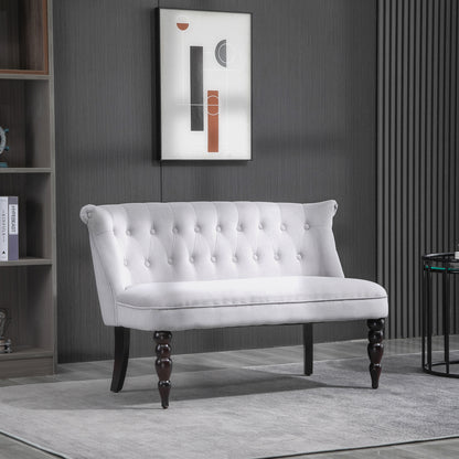 HOMCOM Velvet 2 Seater Sofa, Button Tufted Wingback Loveseat with Rubber Wood Legs for Living Room, Bedroom