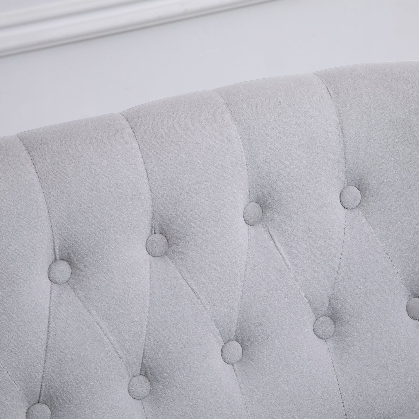 HOMCOM Velvet 2 Seater Sofa, Button Tufted Wingback Loveseat with Rubber Wood Legs for Living Room, Bedroom