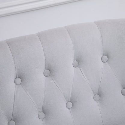 HOMCOM Velvet 2 Seater Sofa, Button Tufted Wingback Loveseat with Rubber Wood Legs for Living Room, Bedroom