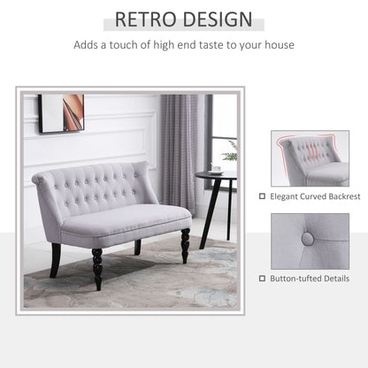 HOMCOM Velvet 2 Seater Sofa, Button Tufted Wingback Loveseat with Rubber Wood Legs for Living Room, Bedroom